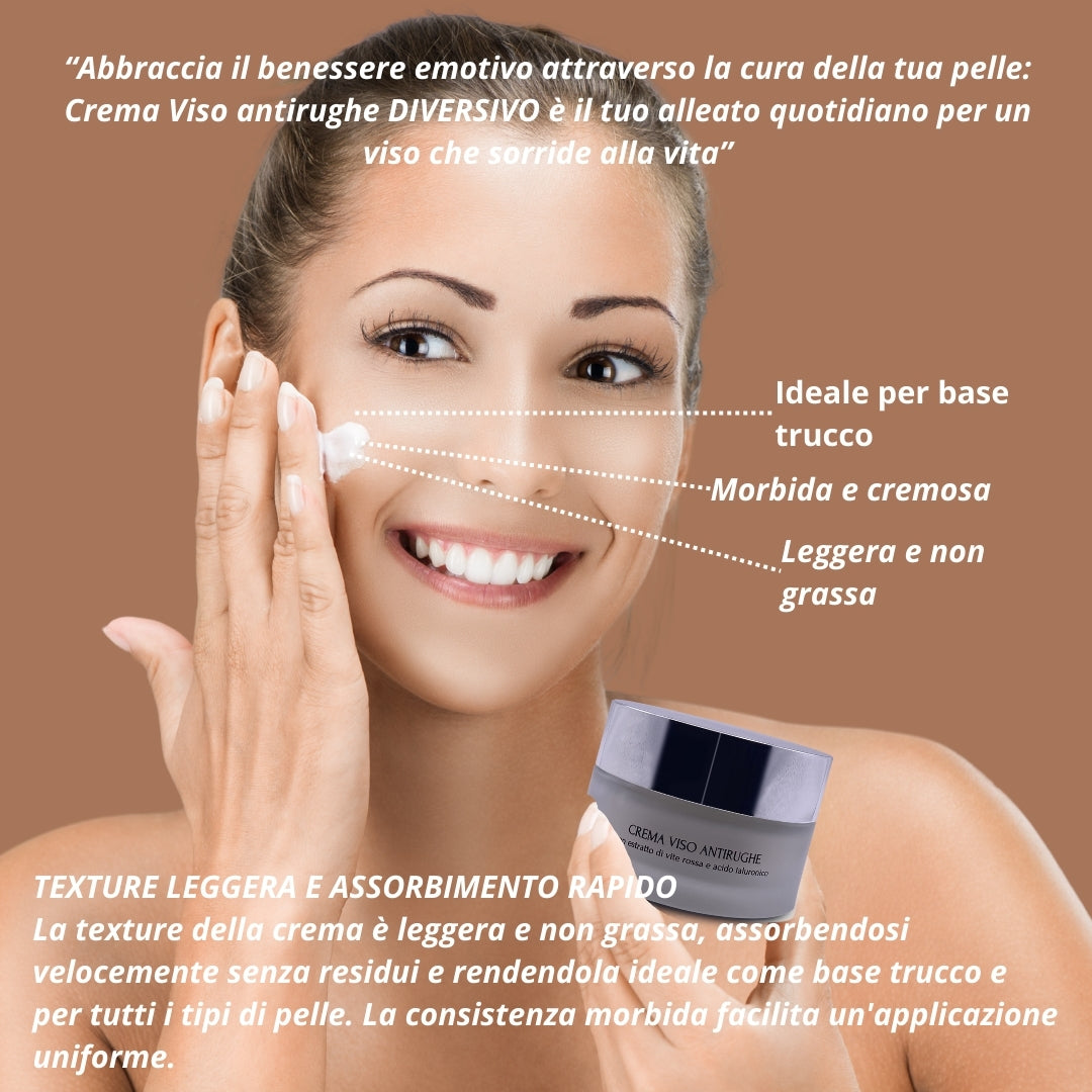 Crema Viso antirughe Giorno con Vite Rossa, Acido Ialuronico e Aloe Vera