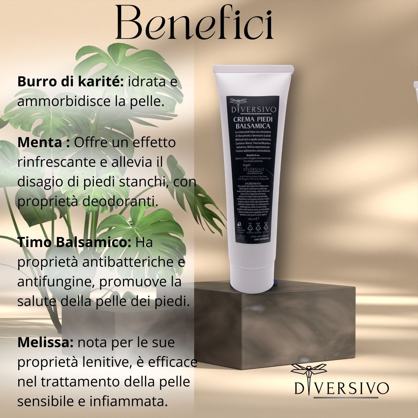 Crema Piedi Balsamica Bio con Menta, Timo e Melissa