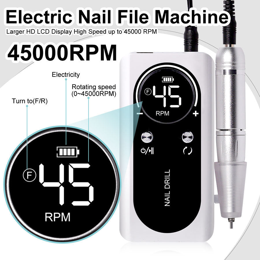 Macchina per limatura unghie V2 elettrica ricaricabile, strumento per nail art.