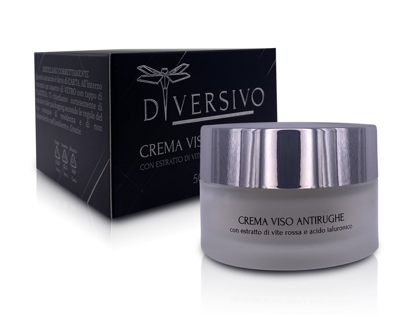 Crema Viso antirughe Giorno con Vite Rossa, Acido Ialuronico e Aloe Vera