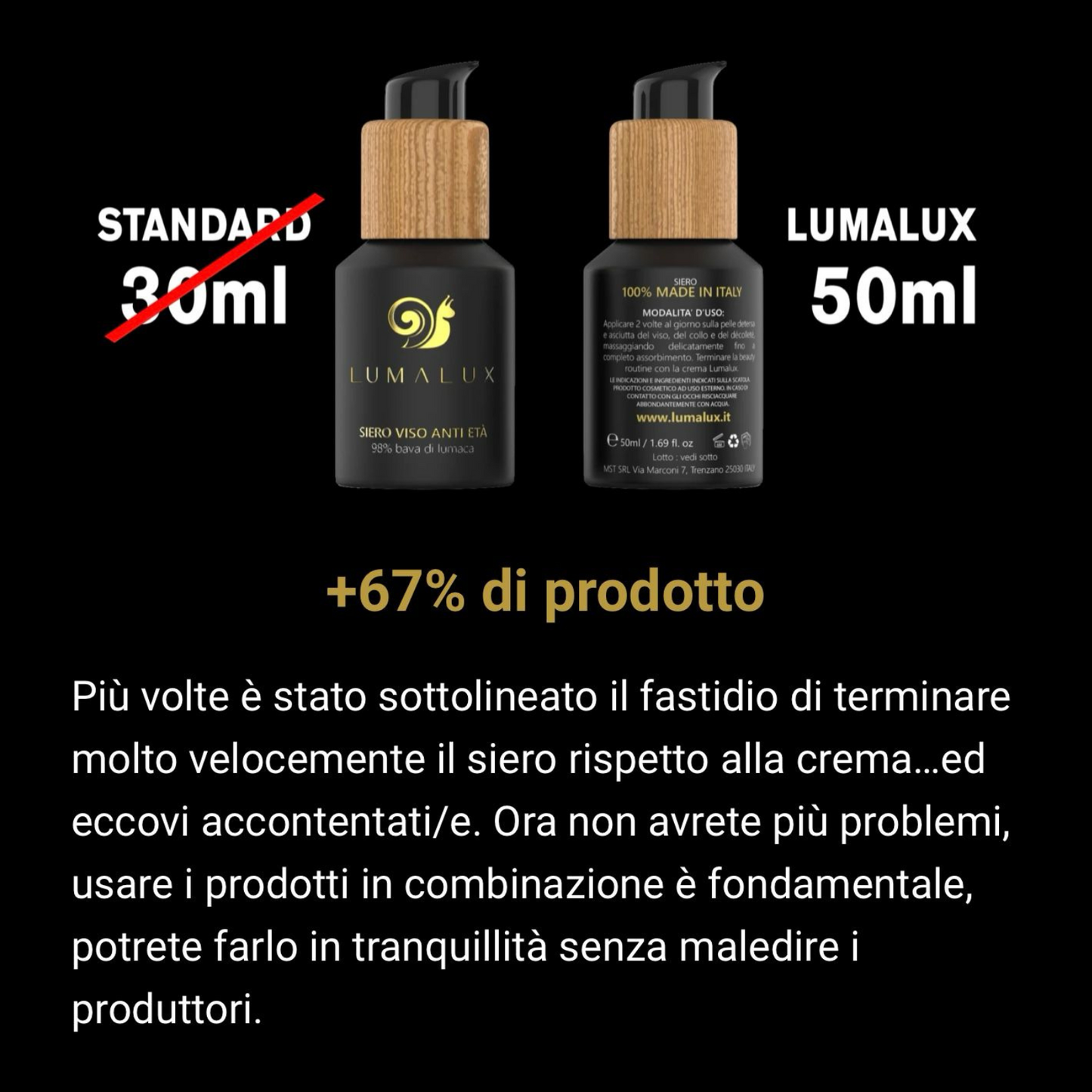 Siero e Crema con Bava Di Lumaca 98% e 75%  Acido Ialuronico Antirughe e Aloe Vera