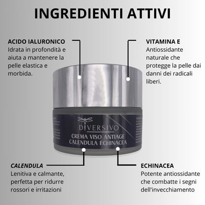 DIVERSIVO - Crema Viso Antirughe Bio con Calendula Echinacea