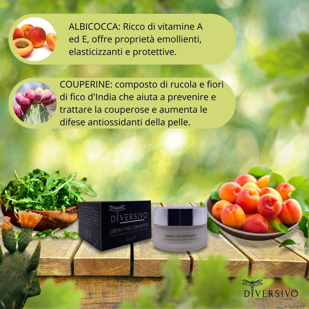 DIVERSIVO - Crema Viso IDRATANTE con vitamina E ed estratto di Albicocca