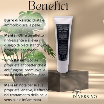 DIVERSIVO - Crema Piedi Balsamica Bio con Menta, Timo e Melissa