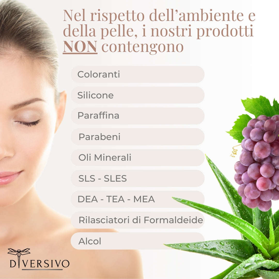 DIVERSIVO - Crema Viso ANTIRUGHE Giorno con Vite Rossa, Acido Ialuronico e Aloe Vera